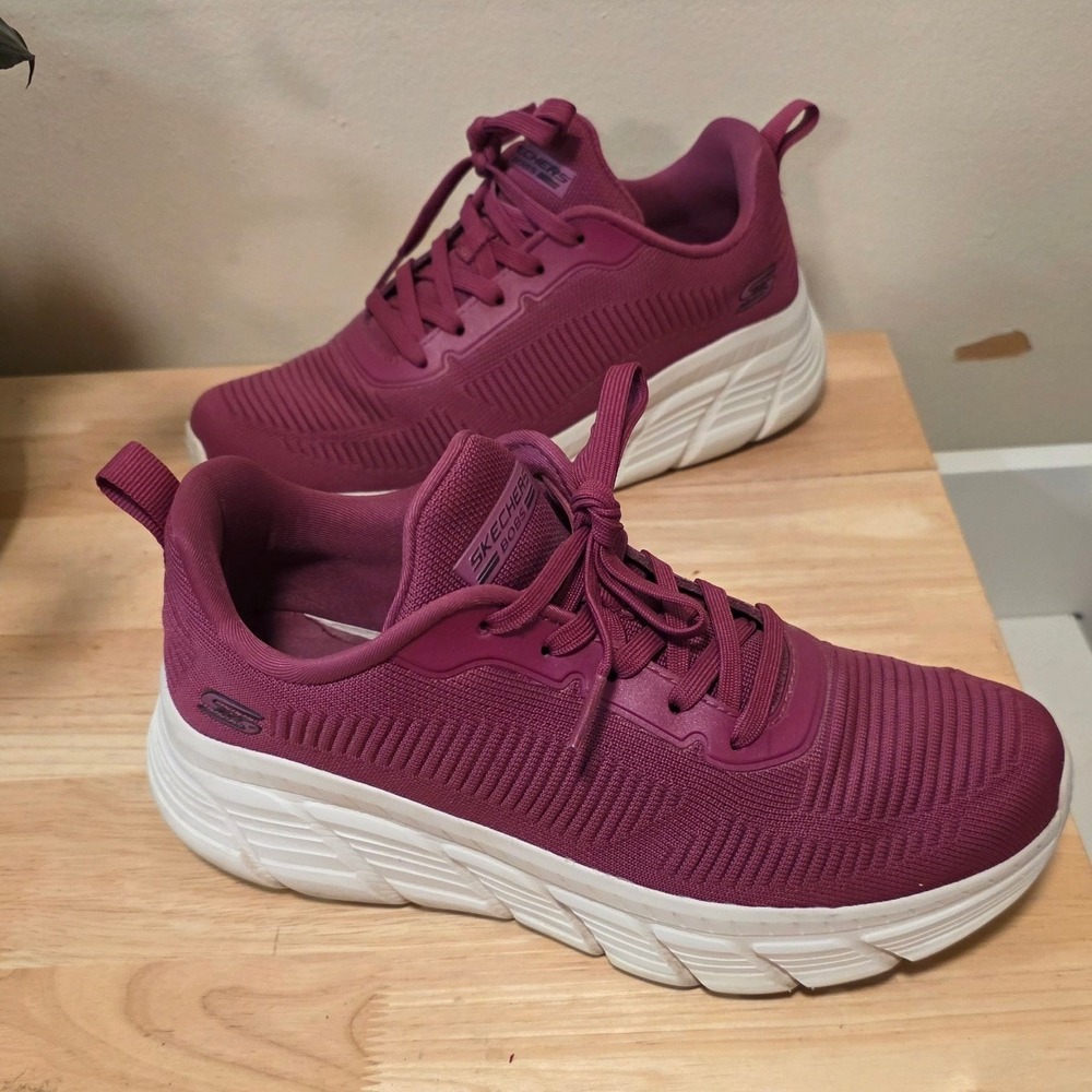 Skechers Women 8.5 Bobs Sport Squad Chaos Sneakers Fuchsia 117385 Walking Shoes